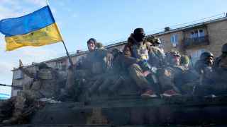 Украинские военные в городе Тростянец Сумской области.